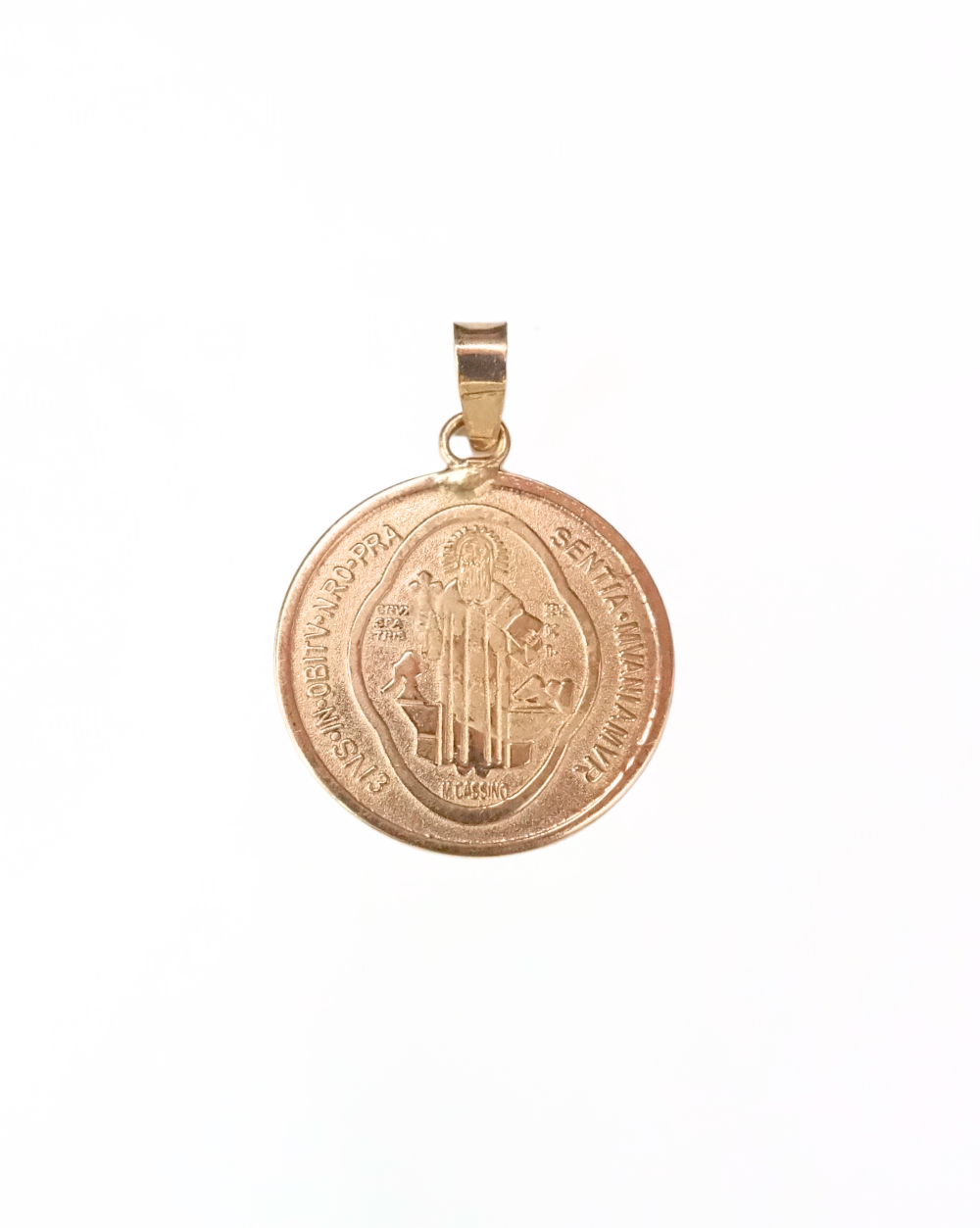 MEDALLA DE SAN BENITO DE ORO 14K