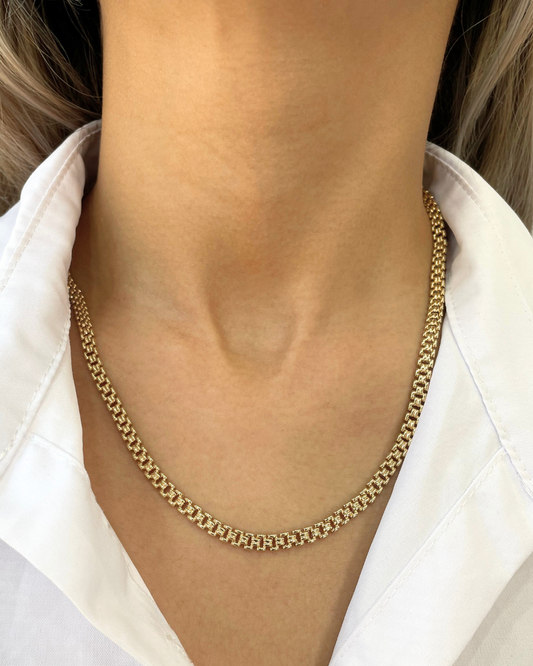 CADENA TEJIDO SERP PLANA DE ORO 14K    SKU: OR290