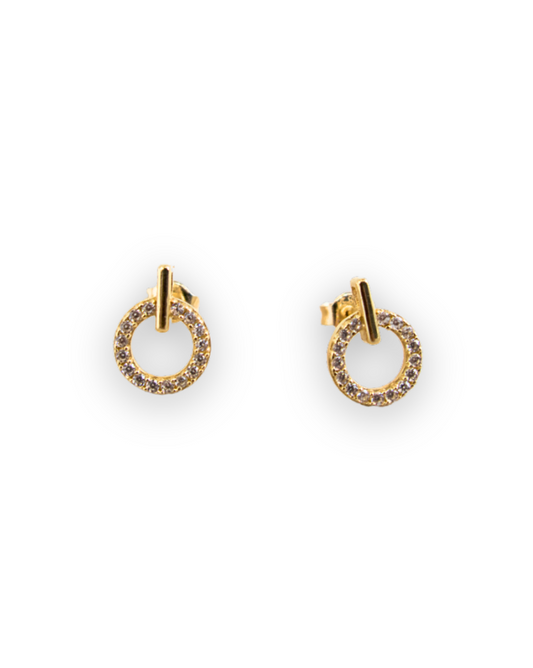 ARETES DE ORO 14K CON CIRCONIAS.   SKU: OR0436