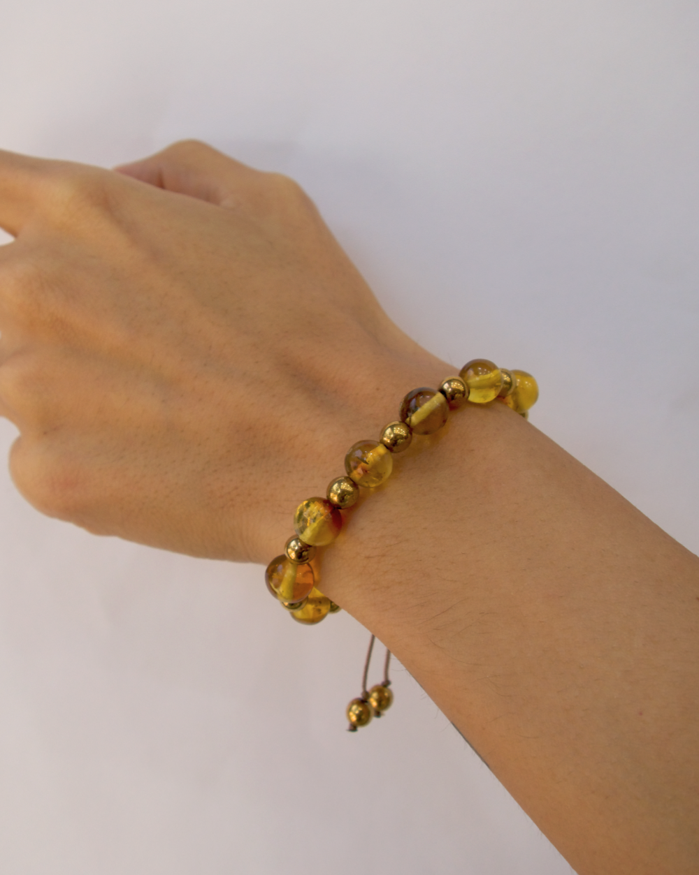 PULSERA DE ÁMBAR ESFERAS ESFERAS AJUSTABLE