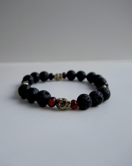 PULSERA DE HOMBRE LAVA Y ÁMBAR ELÁSTICA