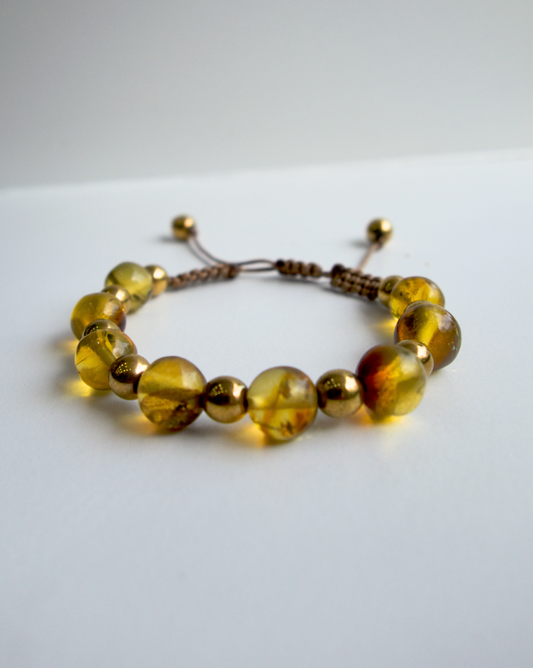 PULSERA DE ÁMBAR ESFERAS  ESFERAS AJUSTABLE