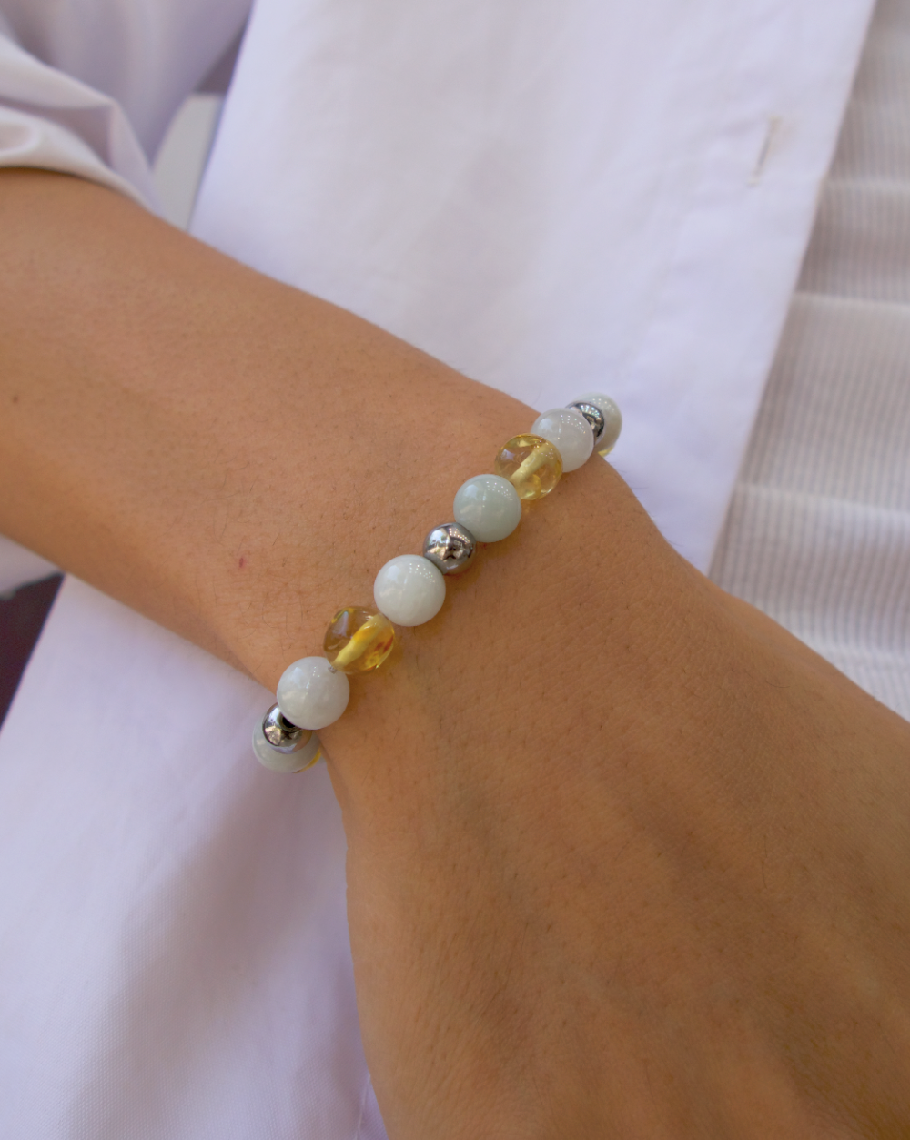 PULSERA DE ÁMBAR CON JADE BLANCO