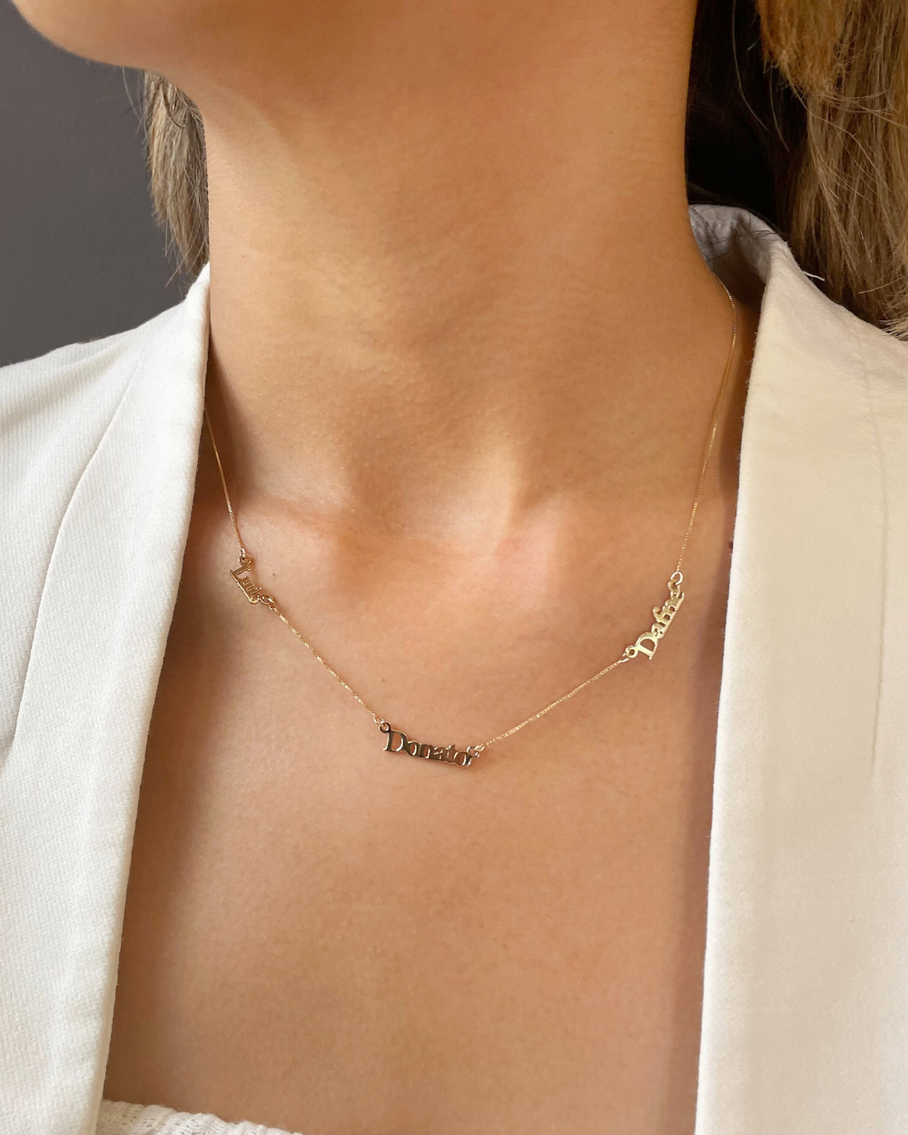 COLLAR 3 NOMBRES ORO 14K VENECIANA
