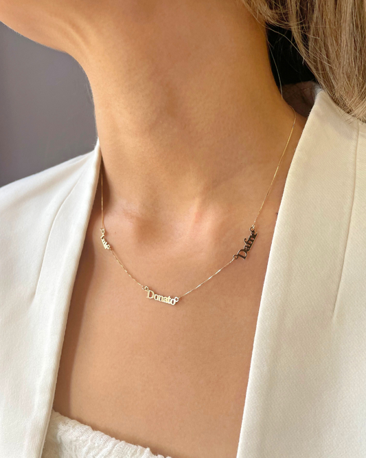COLLAR 3 NOMBRES ORO 14K VENECIANA