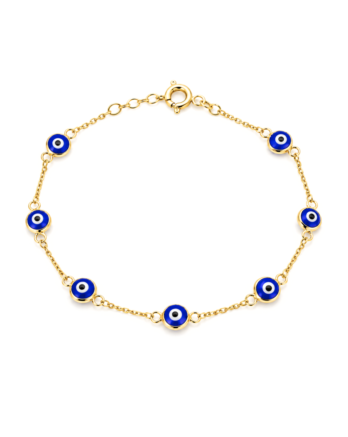 Pulsera ojos Turcos marino oro amarillo 14k L5 1.3 N10037