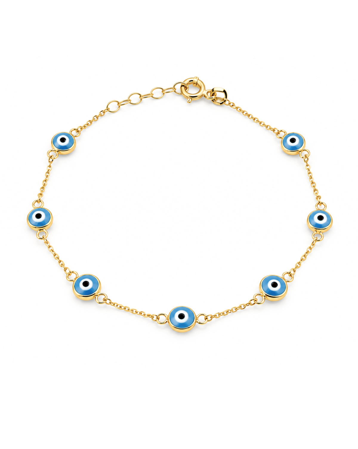 Pulsera de ojos tucos celestes de oro 14k 1.3g L5