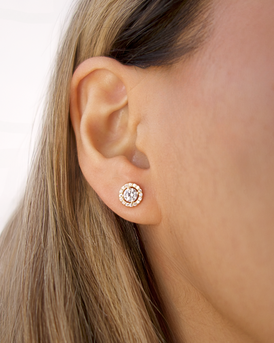 ARETES DE CIRCONIA BLANCA  DE ORO 14K. SKU: OR0433