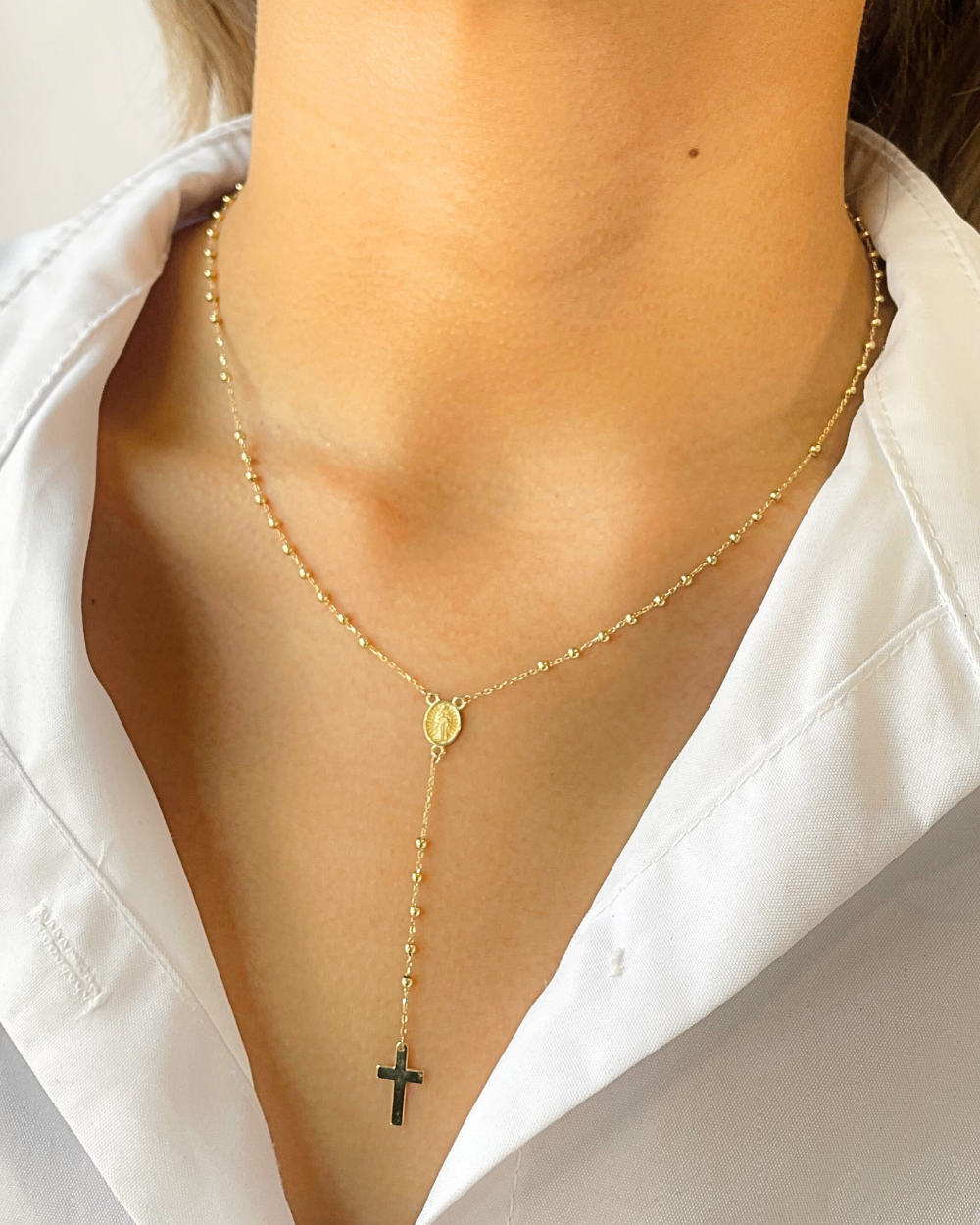 ROSARIO DE DELGADO DE ORO AMARILLO 14K SKU: ORO218