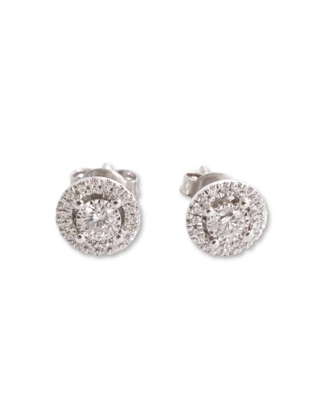 Aretes Halo de Diamantes en Oro blanco 14K SKU: OR0531