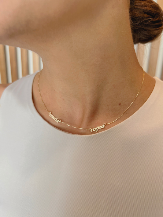 COLLAR PERSONALIZADA 2 NOMBRES  ORO 14K