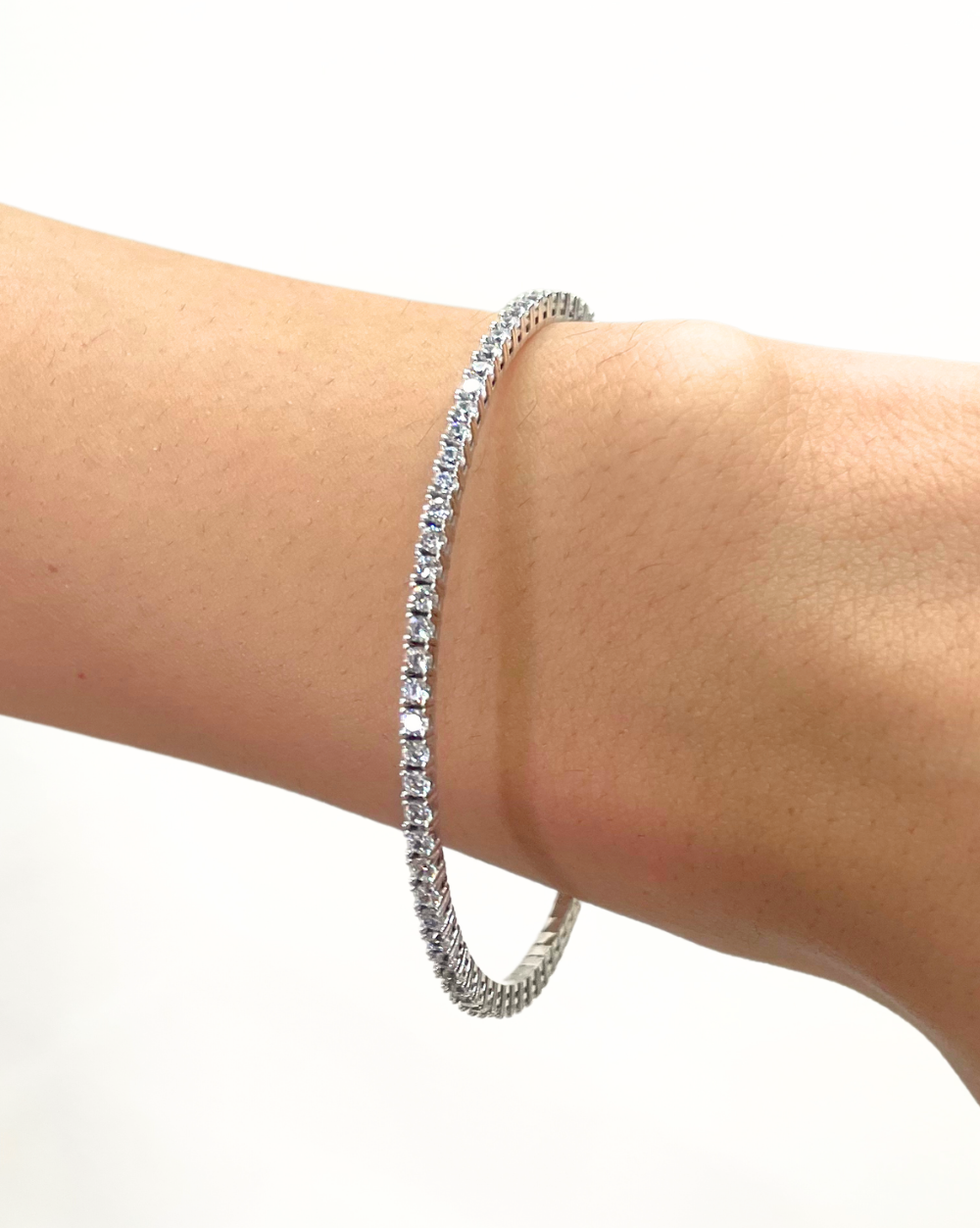 BRAZALETE TENIS DE ORO BLANCO 14K CON CIRCONIAS BLANCAS SKU: OR0450