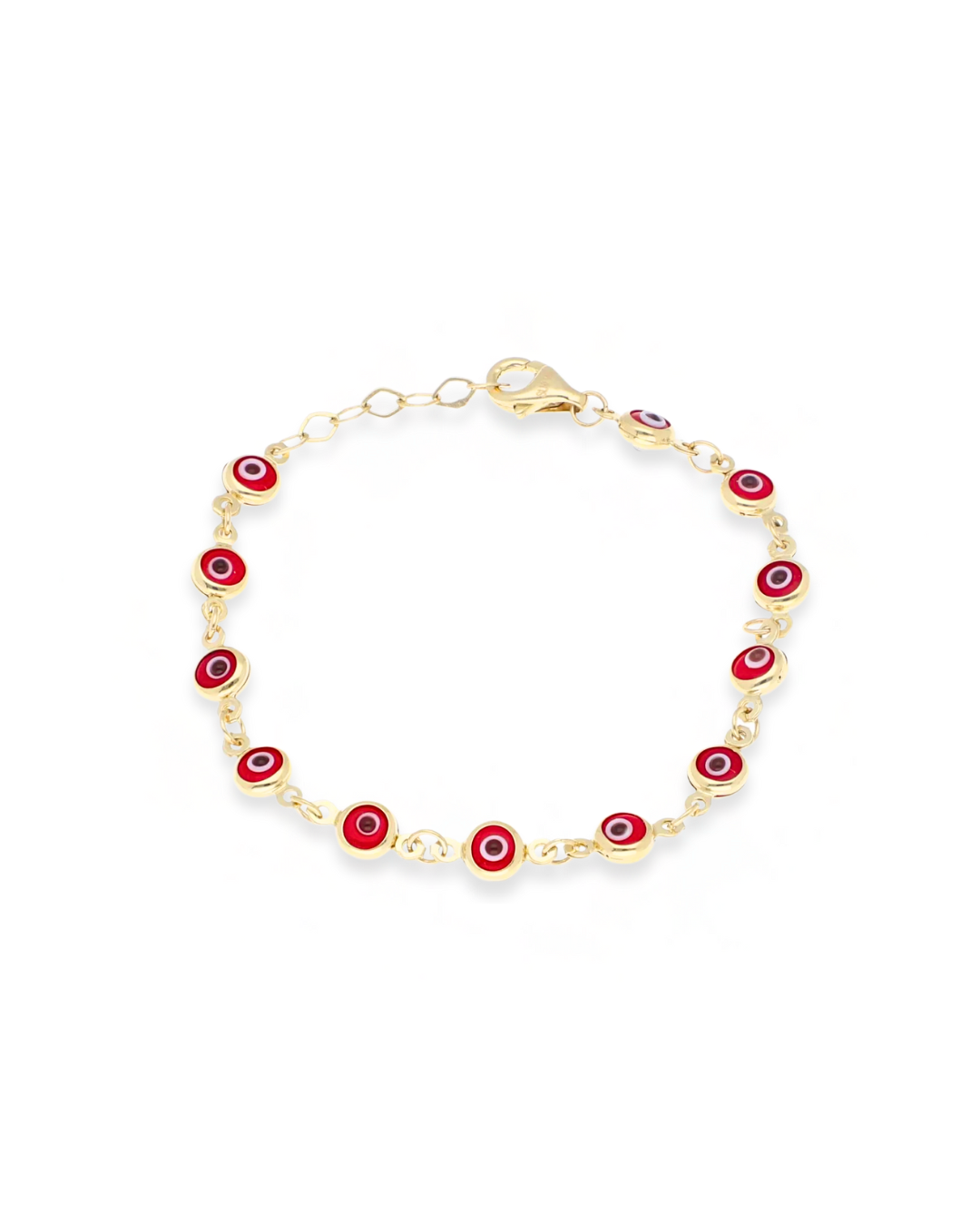 PULSERA OJOS TURCOS ROJOS DE ORO 14K  SKU: OR0448