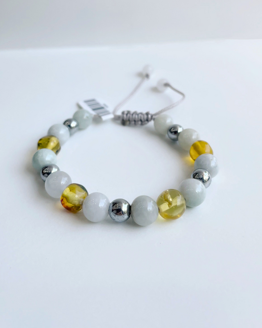 PULSERA DE ÁMBAR CON JADE BLANCO
