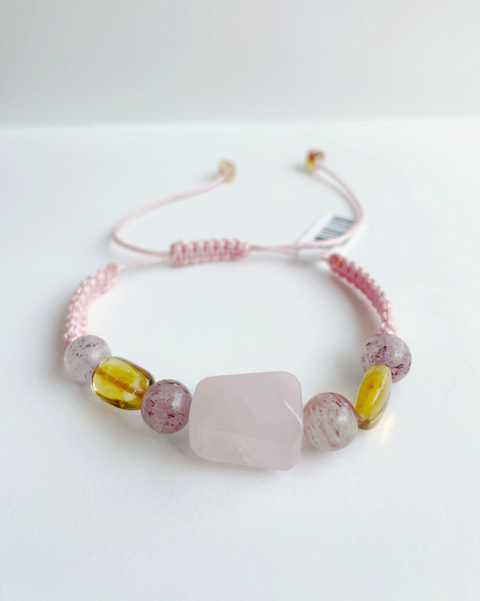 PULSERA DE ÁMBAR CON CUARZO ROSA