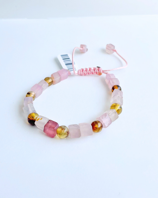 PULSERA CUARZO CUBO Y ÁMBAR