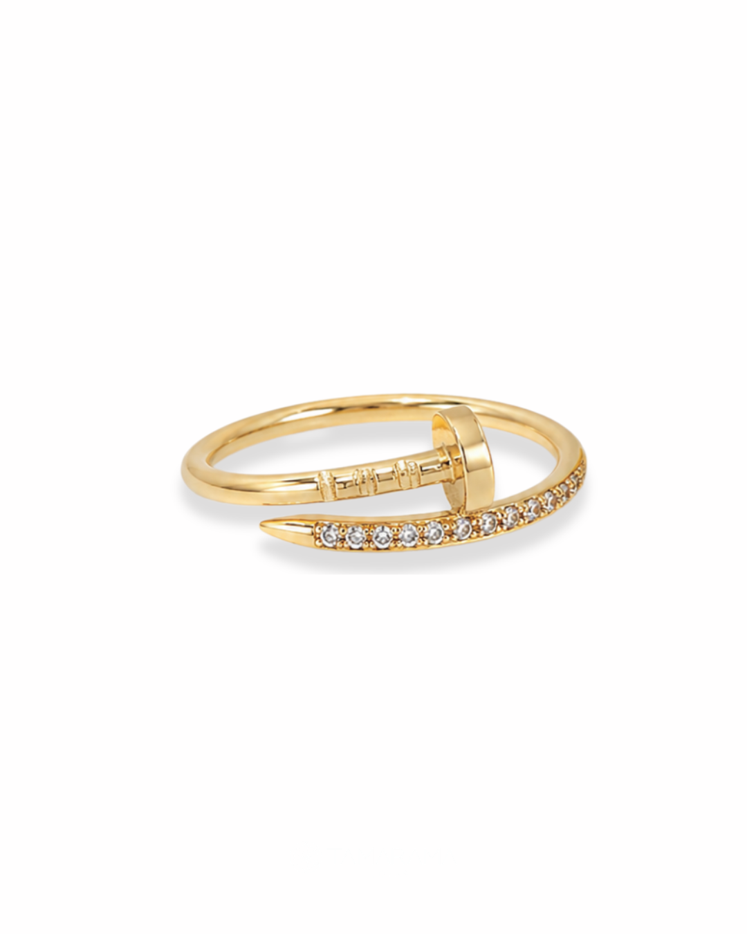 Anillo delgado de tornillo con circonias de oro 14k 2g L5