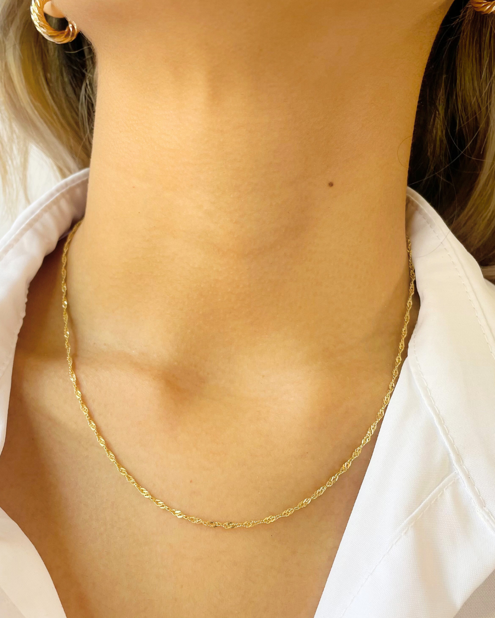 CADENA TORSAL DELGADA ORO 14K SKU: ORO208