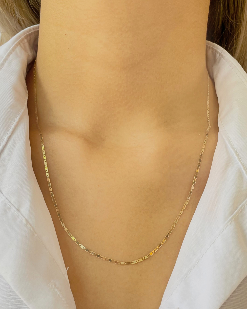 CADENA OVALOS PLANOS DE ORO 14K. SKU: ORO214