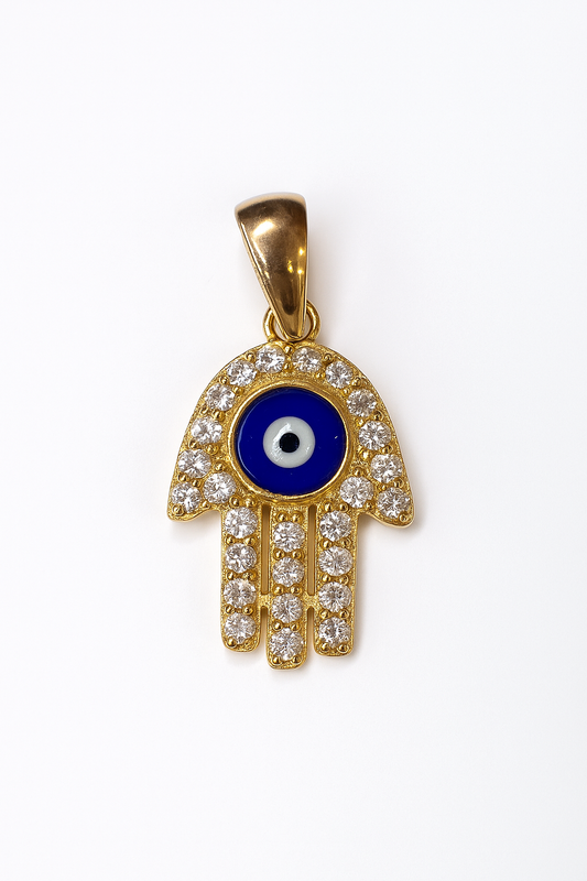 DIJE DE ORO 14K MANO DE FATIMA CON  CIRCONIAS