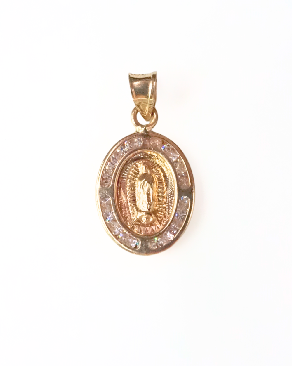 MEDALLA VIRGEN DE GUADALUPE OVALADA CHICA DE ORO 14K