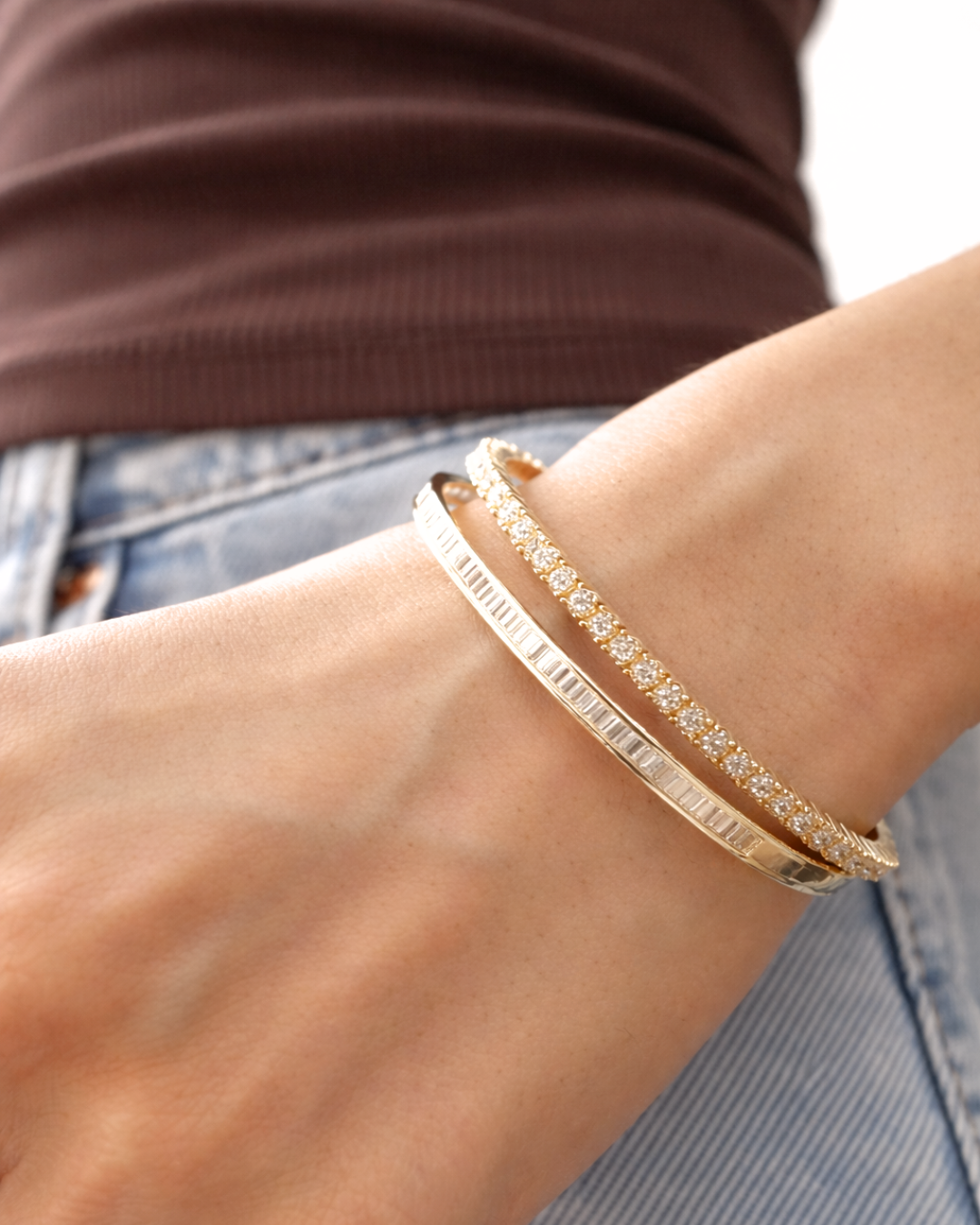 Brazalete Tennis Semi Rígido de Oro Amarillo 14K SKU: OR0697