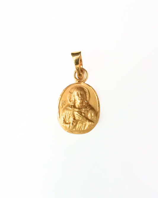 MEDALLA DE JESUCRISTO DE ORO 14K MATE