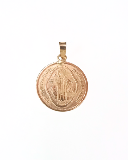 MEDALLA DE SAN BENITO DE ORO 14K