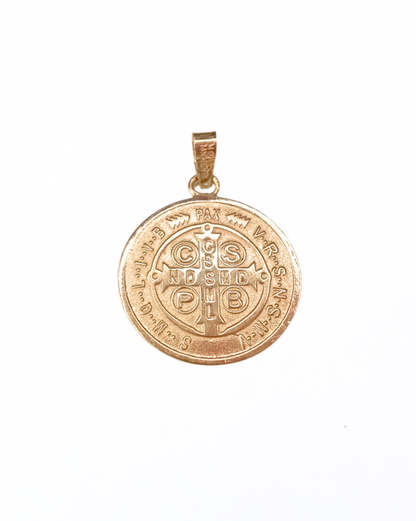 MEDALLA DE SAN BENITO DE ORO 14K