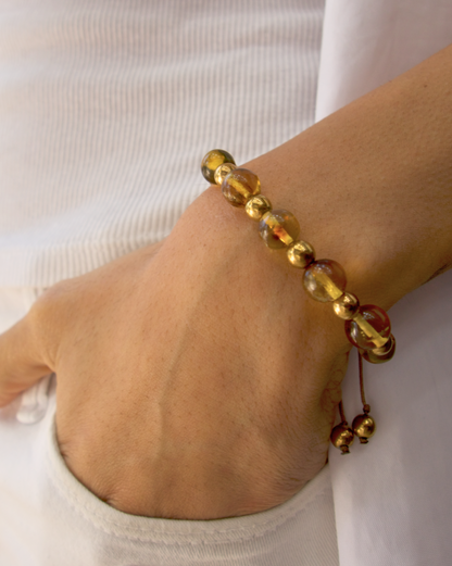 PULSERA DE ÁMBAR ESFERAS  ESFERAS AJUSTABLE