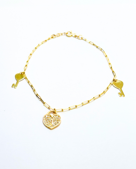 PULSERA AMOR CON CANDADO ORO 14K SKU ORO53