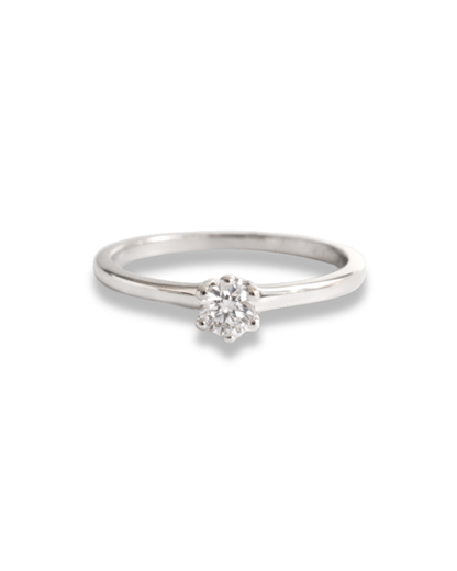 Anillo de Compromiso Solitario en Oro Blanco 14K con Diamante SKU: OR0548