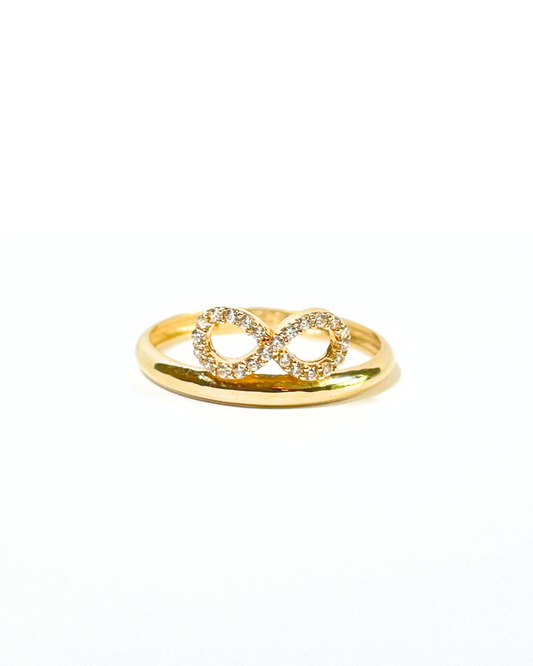 ANILLO DELGADO CON INFINITO CON CIRCONIAS ORO 14K   SKU: ORO86