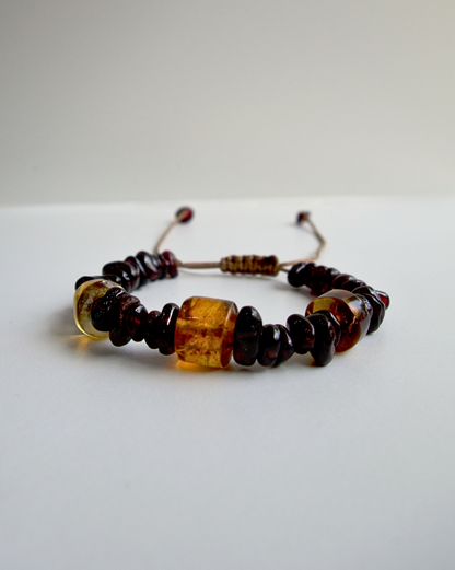 PULSERA DE GRANATE CON ÁMBAR