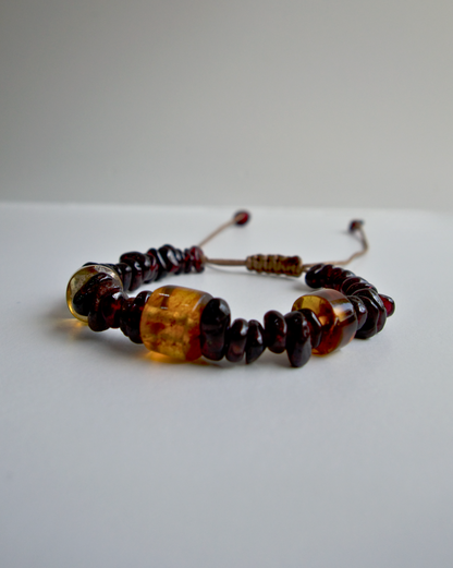 PULSERA DE GRANATE CON ÁMBAR