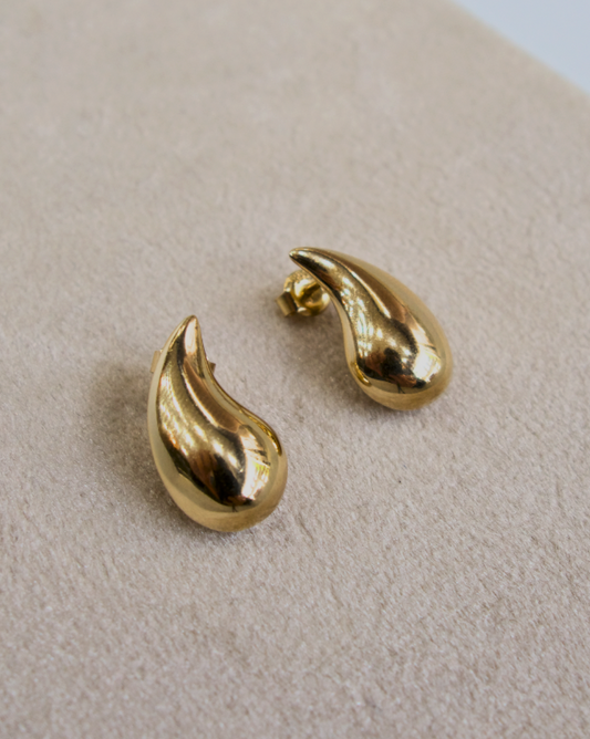 ARETES DE GOTA TIPO BOTTEGA DE ORO 14K