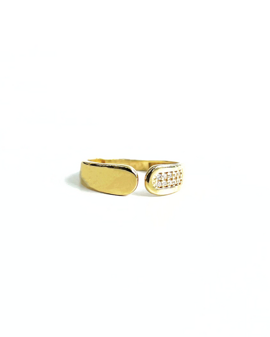 ANILLO MITAD Y MITAD DE ORO 14K  SKU:ORO113