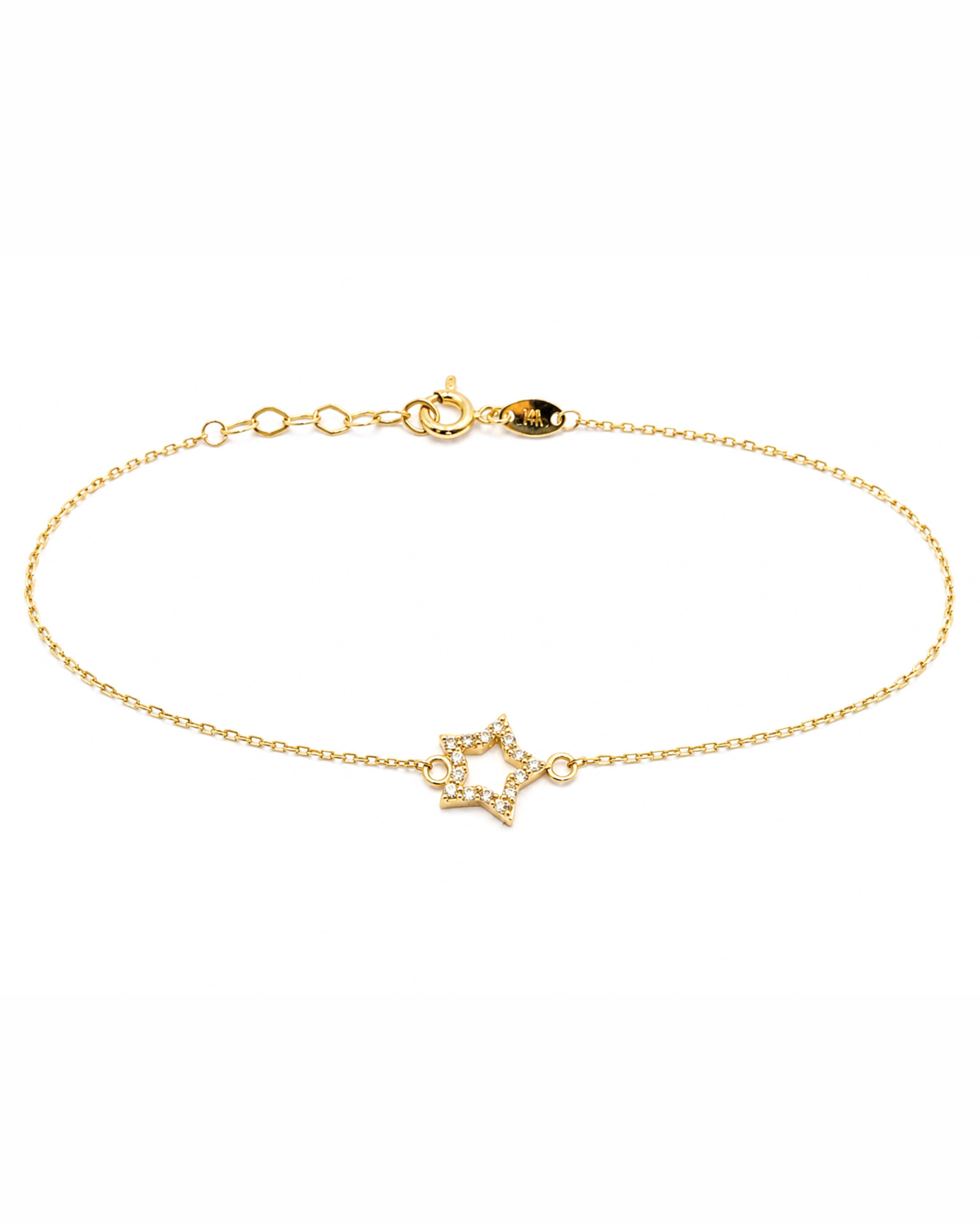 Pulsera Estrella con Circonias Oro 14K SKU: OR0673