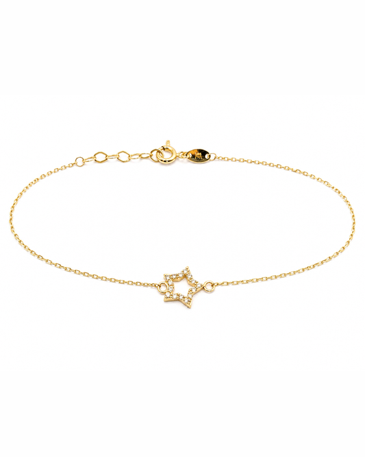Pulsera Estrella con Circonias Oro 14K SKU:OR0673