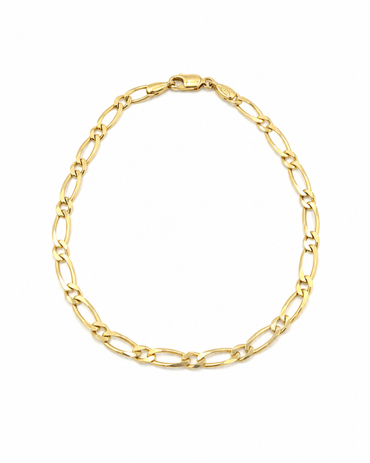 Pulsera Fígaro Alargada Oro 14K SKU:OR0691
