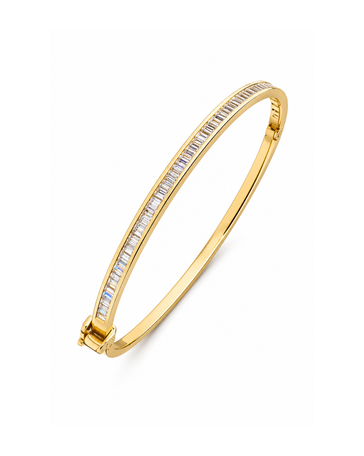 Brazalete Rígido Baguette de Oro Amarillo 14K SKU: OR0696
