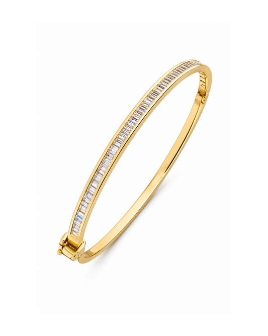 Brazalete Rígido Baguette de Oro Amarillo 14K SKU: OR0696