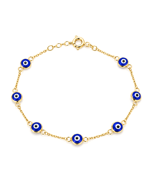Pulsera Ojo Turco Azul Oro 14K SKU: OR0603