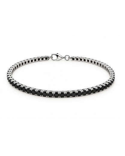 Brazalete oro blanco circonias negras cuadradas 6.8g L5 20L N8736