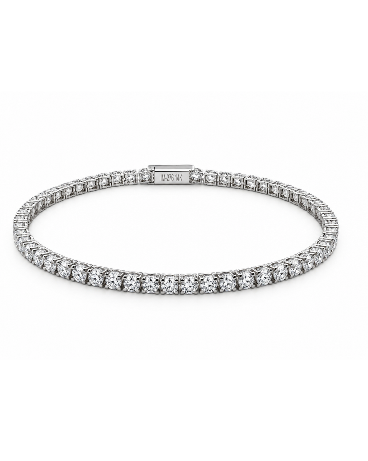 Pulsera Tennis oro blanco 14k broche caja L5 5.8 N10037