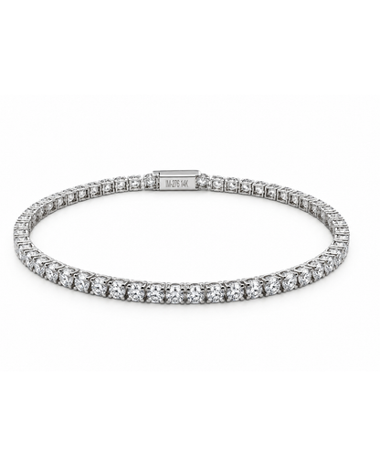 Pulsera Tennis oro blanco 14k broche caja L5 5.8 N10037