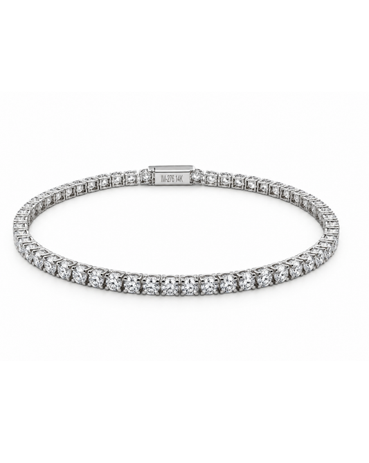 Brazalete Tennis semirrígido Grueso de Oro Blanco 14K SKU: OR0620