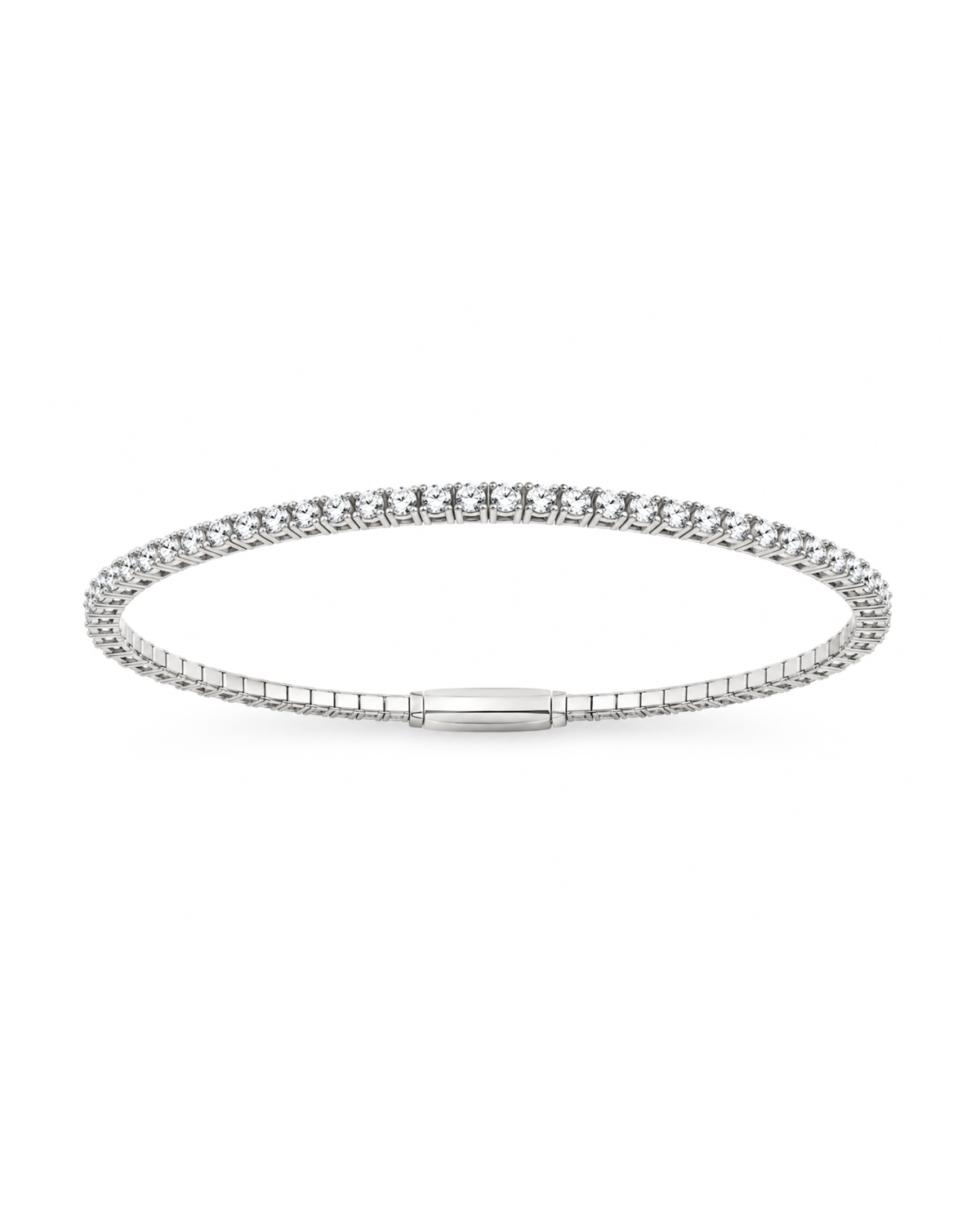 Brazalete tenis de oro blanco 14k con circonias pequeñas cubicas de 2mm y broche reforzado 8.7g L5