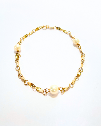 PULSERA CON PERLAS ORO 14K       SKU: ORO64