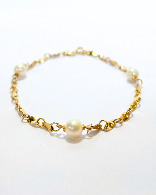 PULSERA CON PERLAS ORO 14K       SKU: ORO64